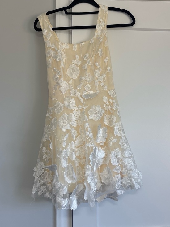 Lulus Dresses & Skirts - Lulu's Cream Dress with White Floral Lace Overlay